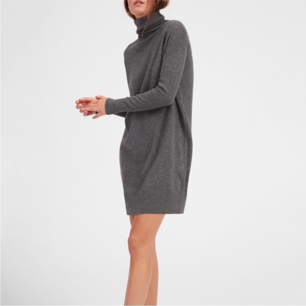 Everlane Cashmere Turtleneck Dress in Charcoal